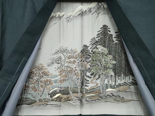 平和屋着物●男性　紬　アンサンブル　亀甲柄　正絹　逸品　AABF0912ck