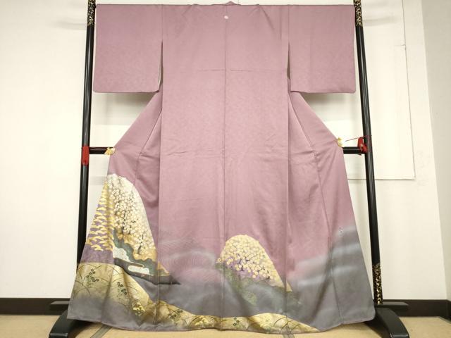 平和屋着物●豪華色留袖　作家物　遠山花文　金彩　正絹　逸品　AABF0915ck