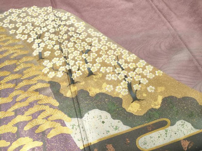 平和屋着物●豪華色留袖　作家物　遠山花文　金彩　正絹　逸品　AABF0915ck