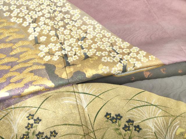 平和屋着物●豪華色留袖　作家物　遠山花文　金彩　正絹　逸品　AABF0915ck