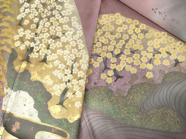 平和屋着物●豪華色留袖　作家物　遠山花文　金彩　正絹　逸品　AABF0915ck