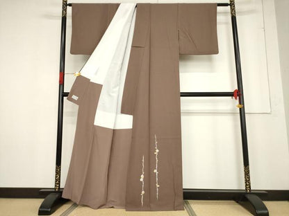 平和屋着物●洗える最高級着物　＜英＞はなぶさ謹製　色留袖　刺繍　枝梅　洗える着物　AABF0921ck