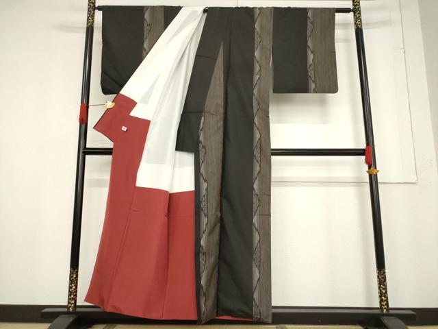 平和屋着物●本場大島紬　間道　正絹　逸品　AABF0926ck