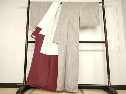 平和屋着物●本場縞大島紬　縞　やまと誂製　正絹　逸品　AABF0927ck