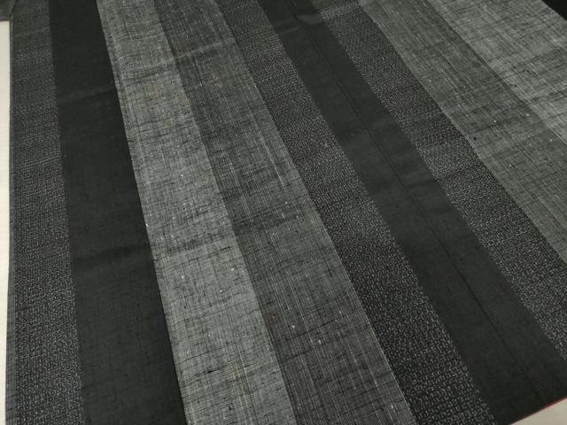 平和屋着物●結城紬　間道　黒地　正絹　逸品　AABF0928ck 平和屋着物○結城紬 間道 黒地 正絹 逸品 AABF0928ck