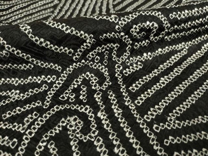 平和屋着物●訪問着　総絞り　立波文　黒地　正絹　逸品　AABF0933ck