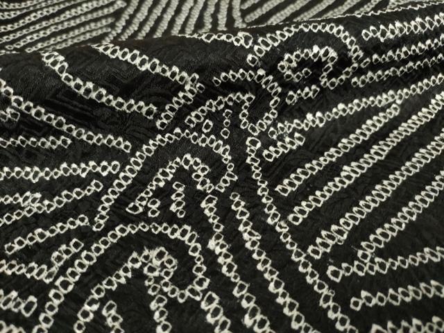 平和屋着物●訪問着　総絞り　立波文　黒地　正絹　逸品　AABF0933ck