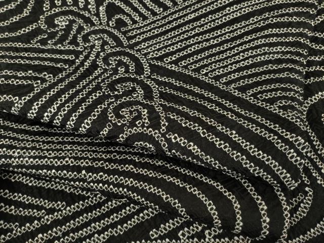 平和屋着物●訪問着　総絞り　立波文　黒地　正絹　逸品　AABF0933ck