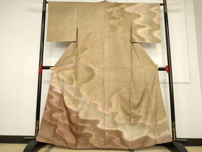 平和屋着物●本場大島紬　染大島　訪問着　流水文　三越扱い　正絹　逸品　AABF0934ck