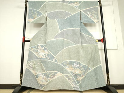 平和屋着物●訪問着　友禅　風景文　正絹　逸品　AABF0938ck