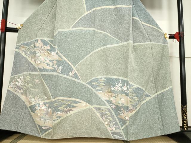 平和屋着物●訪問着　友禅　風景文　正絹　逸品　AABF0938ck