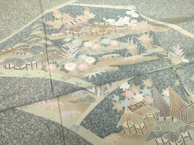 平和屋着物●訪問着　友禅　風景文　正絹　逸品　AABF0938ck