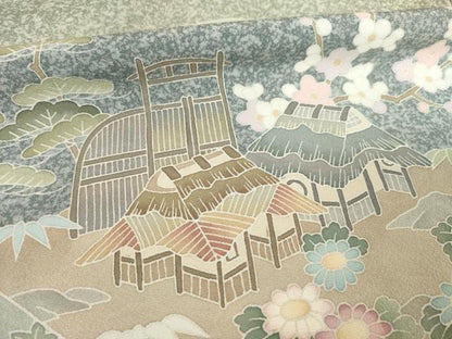 平和屋着物●訪問着　友禅　風景文　正絹　逸品　AABF0938ck