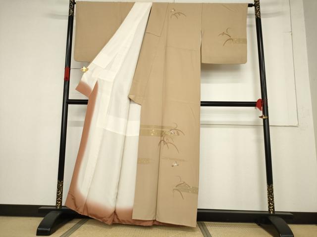 平和屋着物●訪問着　駒刺繍　花鳥文　金彩　正絹　逸品　AABF0939ck 平和屋着物○訪問着 駒刺繍 花鳥文 金彩 正絹 逸品 AABF0939ck