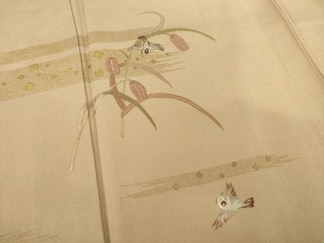 平和屋着物●訪問着　駒刺繍　花鳥文　金彩　正絹　逸品　AABF0939ck 平和屋着物○訪問着 駒刺繍 花鳥文 金彩 正絹 逸品 AABF0939ck