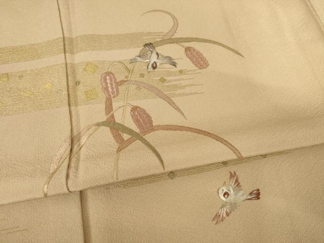 平和屋着物●訪問着　駒刺繍　花鳥文　金彩　正絹　逸品　AABF0939ck 平和屋着物○訪問着 駒刺繍 舞蝶花鳥文 金彩 正絹 逸品 DABE5389psの
