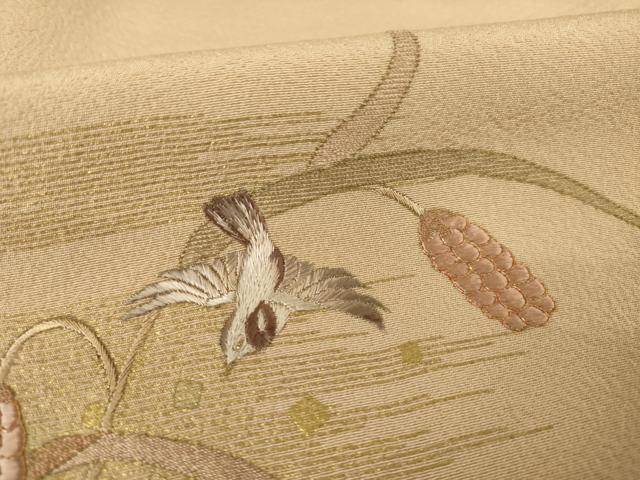 平和屋着物●訪問着　駒刺繍　花鳥文　金彩　正絹　逸品　AABF0939ck 平和屋着物○訪問着 駒刺繍 花鳥文 金彩 正絹 逸品 AABF0939ck