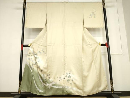 平和屋着物●訪問着　葡萄唐草文　暈し染め　金銀彩　正絹　逸品　未使用　AABF0942ck