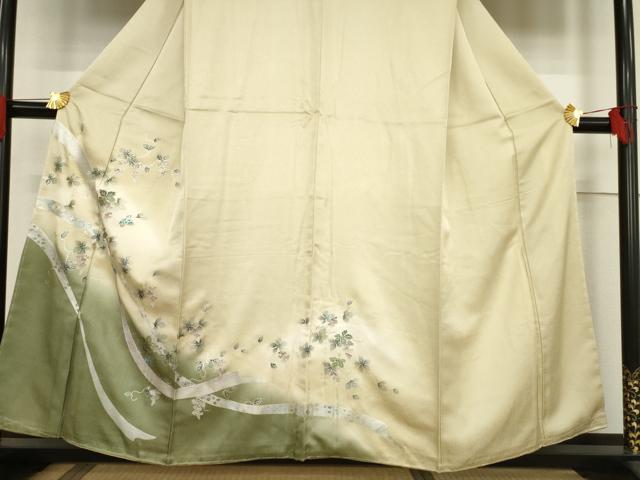 平和屋着物●訪問着　葡萄唐草文　暈し染め　金銀彩　正絹　逸品　未使用　AABF0942ck