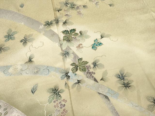 平和屋着物●訪問着　葡萄唐草文　暈し染め　金銀彩　正絹　逸品　未使用　AABF0942ck