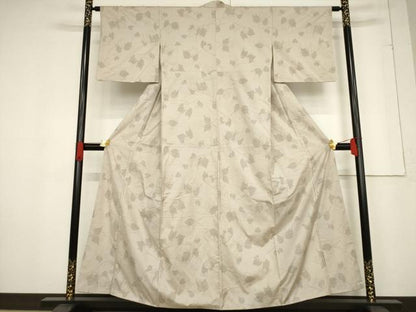 平和屋着物●結城紬　枝葉文　正絹　逸品　AABF0946ck