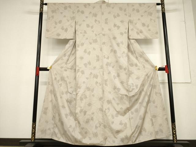平和屋着物●結城紬　枝葉文　正絹　逸品　AABF0946ck