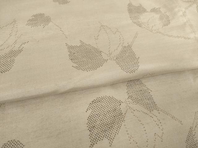 平和屋着物●結城紬　枝葉文　正絹　逸品　AABF0946ck