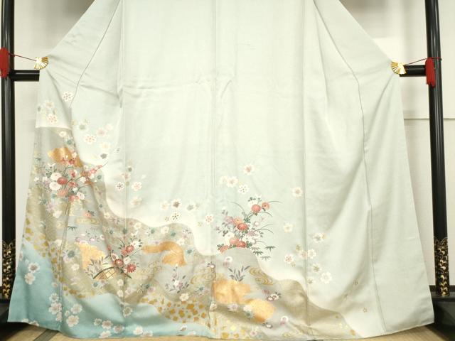 平和屋着物●訪問着　流水花籬文　暈し染め　金彩　正絹　逸品　AABF0947ck