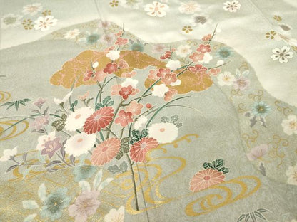 平和屋着物●訪問着　流水花籬文　暈し染め　金彩　正絹　逸品　AABF0947ck