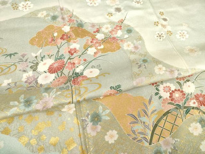 平和屋着物●訪問着　流水花籬文　暈し染め　金彩　正絹　逸品　AABF0947ck