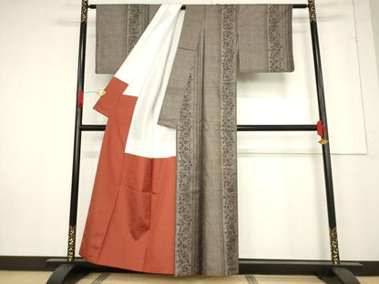 平和屋着物●本場大島紬　カタス9マルキ　花間道　正絹　逸品　AABF0948ck