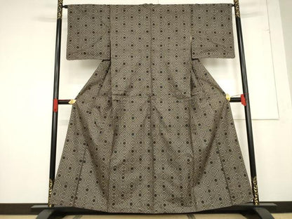 平和屋着物●本場大島紬　龍郷絣　花菱文　正絹　逸品　AABF0949ck