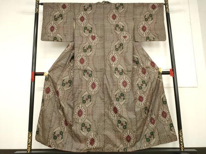 平和屋着物●本場大島紬　龍郷絣　花間道　正絹　逸品　AABF0950ck