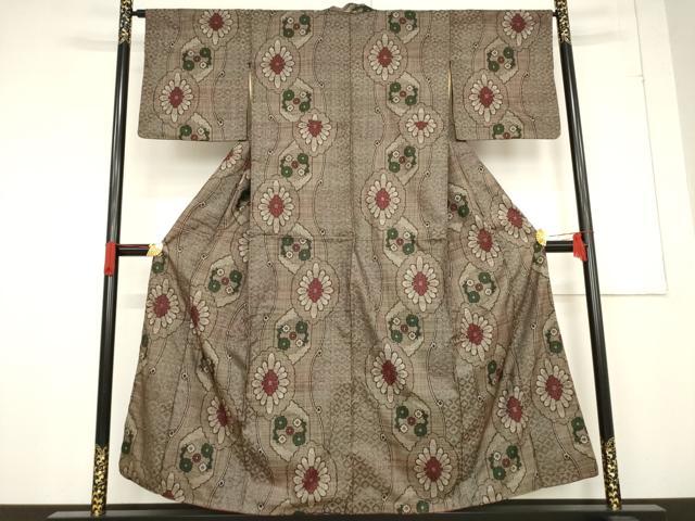 平和屋着物●本場大島紬　龍郷絣　花間道　正絹　逸品　AABF0950ck