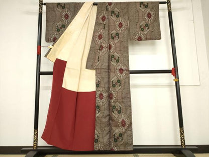 平和屋着物●本場大島紬　龍郷絣　花間道　正絹　逸品　AABF0950ck
