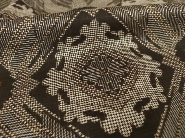 平和屋着物●本場大島紬　龍郷絣　花菱文　正絹　逸品　AABF0953ck