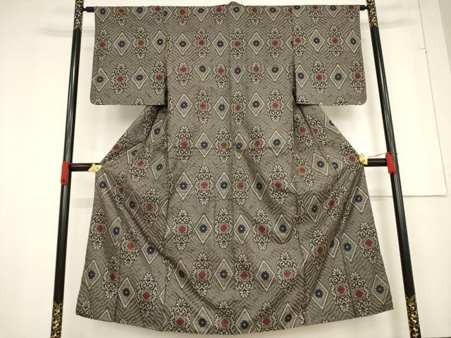平和屋着物●本場大島紬　龍郷絣　花菱文　正絹　逸品　AABF0955ck 平和屋着物○本場大島紬 龍郷絣 花菱文 正絹 逸品 AABF0955ck