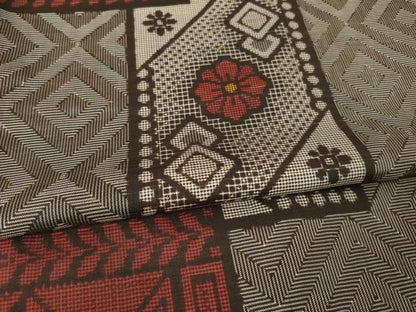 平和屋着物●本場大島紬　龍郷絣色紙重ね花文　正絹　逸品　AABF0958ck