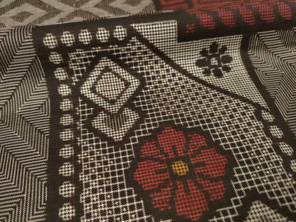 平和屋着物●本場大島紬　龍郷絣色紙重ね花文　正絹　逸品　AABF0958ck