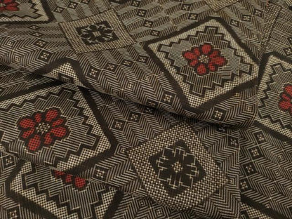 平和屋着物●本場大島紬　龍郷絣　花菱文　正絹　逸品　AABF0960ck
