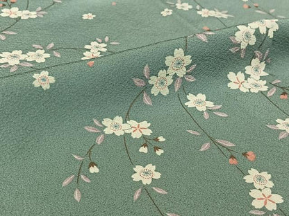 平和屋着物▽上質な小紋 単衣 枝花文 正絹 逸品 AABF0964jh