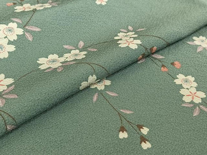 平和屋着物▽上質な小紋 単衣 枝花文 正絹 逸品 AABF0964jh