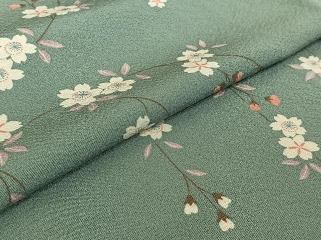 平和屋着物▽上質な小紋 単衣 枝花文 正絹 逸品 AABF0964jh