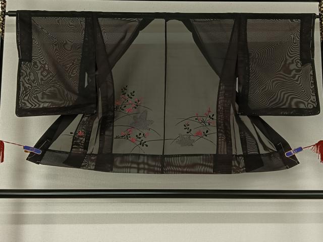 平和屋着物▽羽織 スリーシーズン 春夏秋 塵除け 刺繍 草花文 正絹 逸品 AABF0969jh