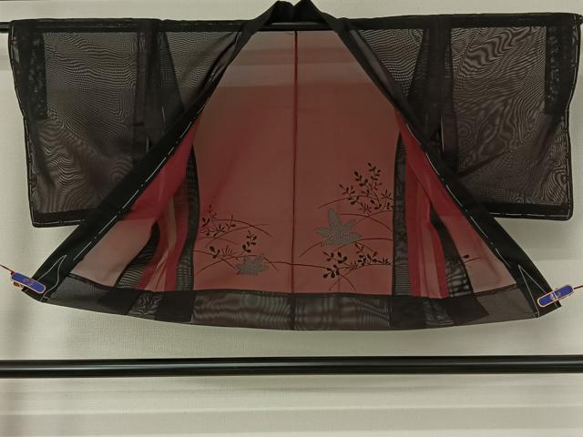 平和屋着物▽羽織 スリーシーズン 春夏秋 塵除け 刺繍 草花文 正絹 逸品 AABF0969jh