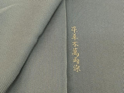 平和屋着物▽江戸小紋 単衣 万筋 御召御納戸色×白色 正絹 逸品 AABF0971jh