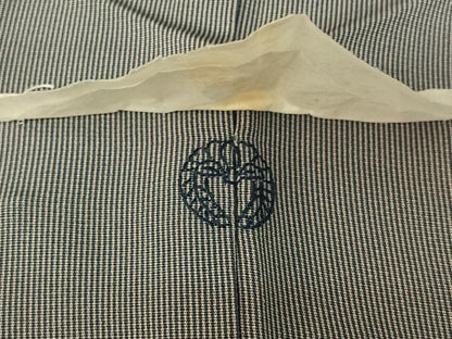 平和屋着物▽江戸小紋 単衣 万筋 御召御納戸色×白色 正絹 逸品 AABF0971jh