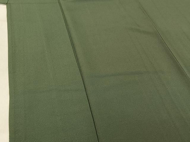 平和屋着物▽上質な色無地 単衣 老竹色 正絹 逸品 AABF0978jh