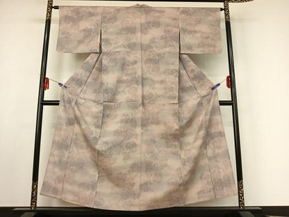 平和屋着物▽本塩沢 単衣 葡萄蔦の葉文 正絹 逸品 AABF0980jh