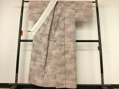 平和屋着物▽本塩沢 単衣 葡萄蔦の葉文 正絹 逸品 AABF0980jh